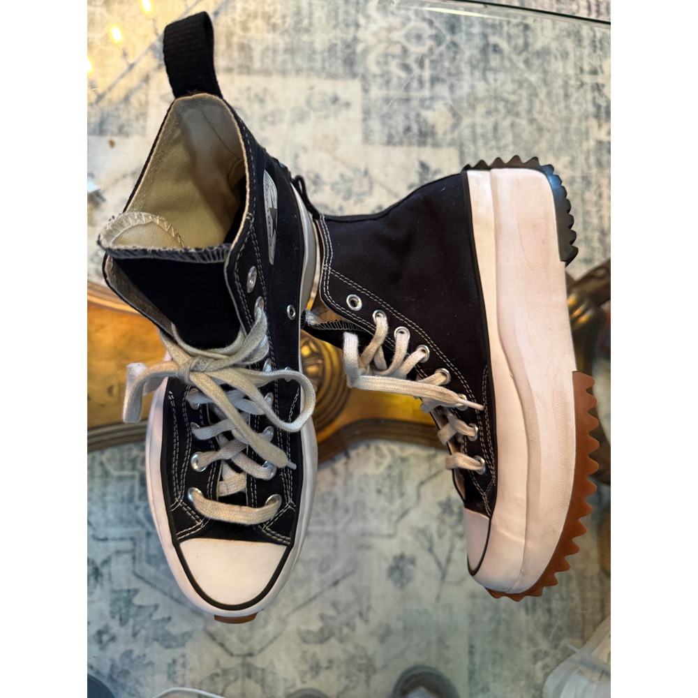Converse Run Star Hike High Top Platform Sneakers Black White 166800C Womens 8.5